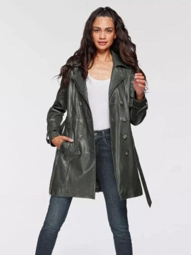 Leren jas dames groen