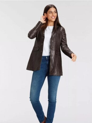 lange leren jas dames