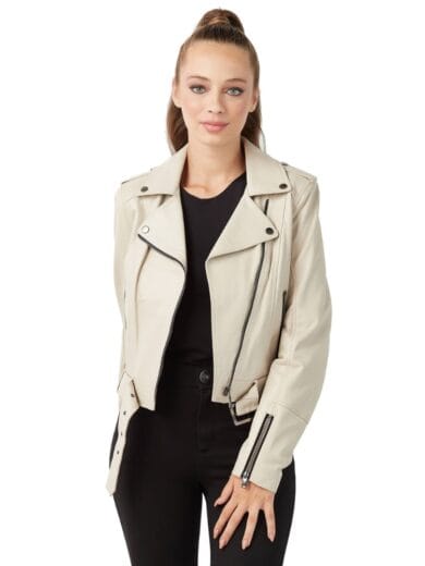 beige bikerjack dames