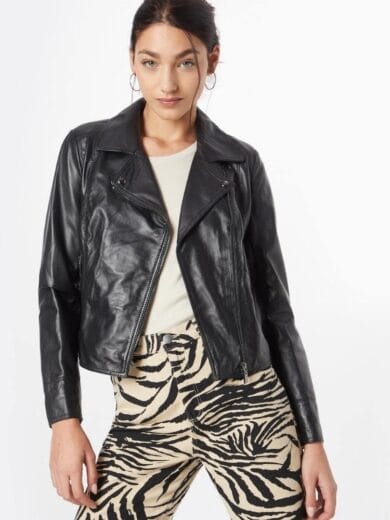 zwarte leren jas dames