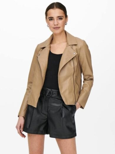 beige leren jas dames