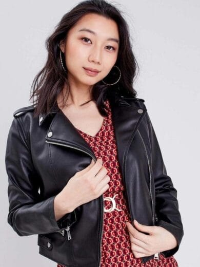 leren bikerjack dames