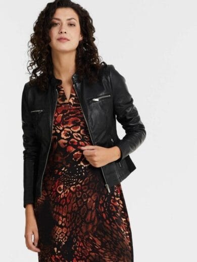 bikerjack dames zwart leer
