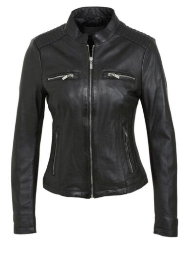 bikerjack dames zwart leer 3