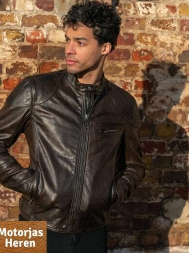 leren bikerjack heren